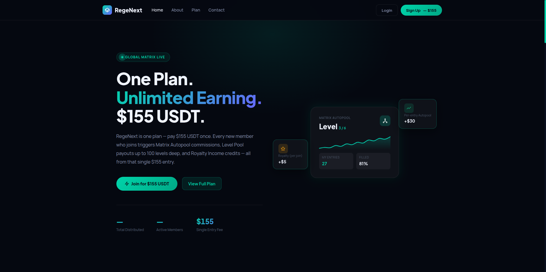 RegeNext - Decentralized Matrix Autopool Platform on BNB Smart Chain